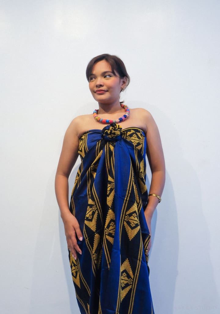 Handwoven Blue And Black Striped Malong Malong