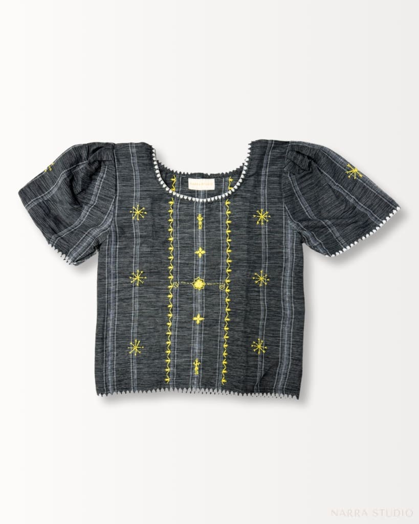 Handwoven Gray Kamisa Blouse (New Inventory - Draft) Women’s Blouse