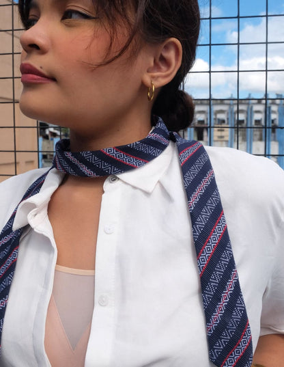 Handwoven Isabela Necktie - Navy Striped