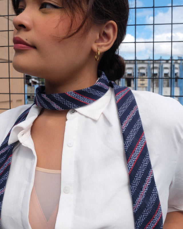 Handwoven Isabela Necktie - Navy Striped