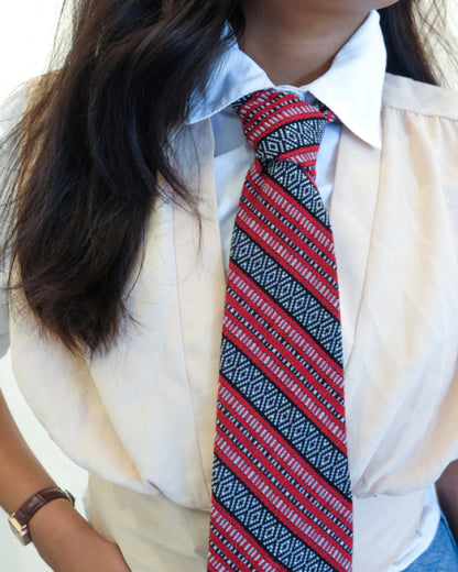 Handwoven Isabela Necktie - Red Striped