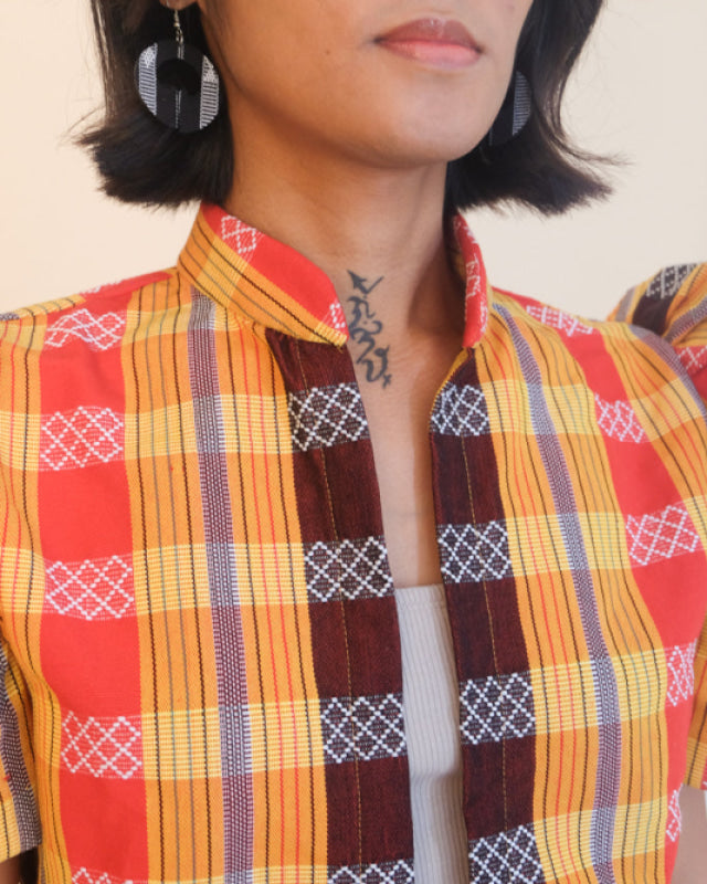 Handwoven Kalinga Bolero - Yellow Striped Women’s Blouse