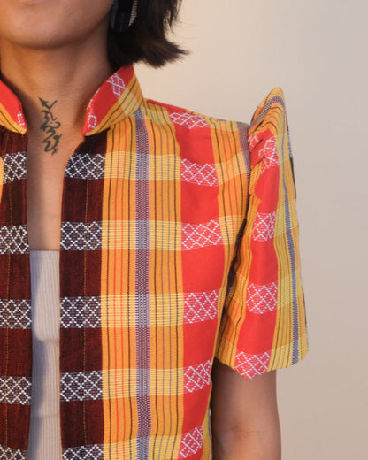 Handwoven Kalinga Bolero - Yellow Striped Women’s Blouse