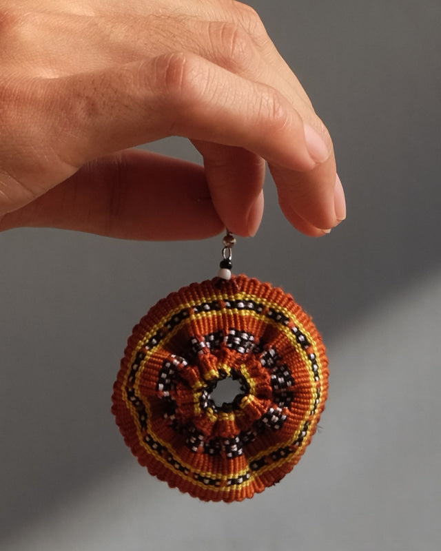 Handwoven Safron Kalinga Circle Earrings Womens Earrings