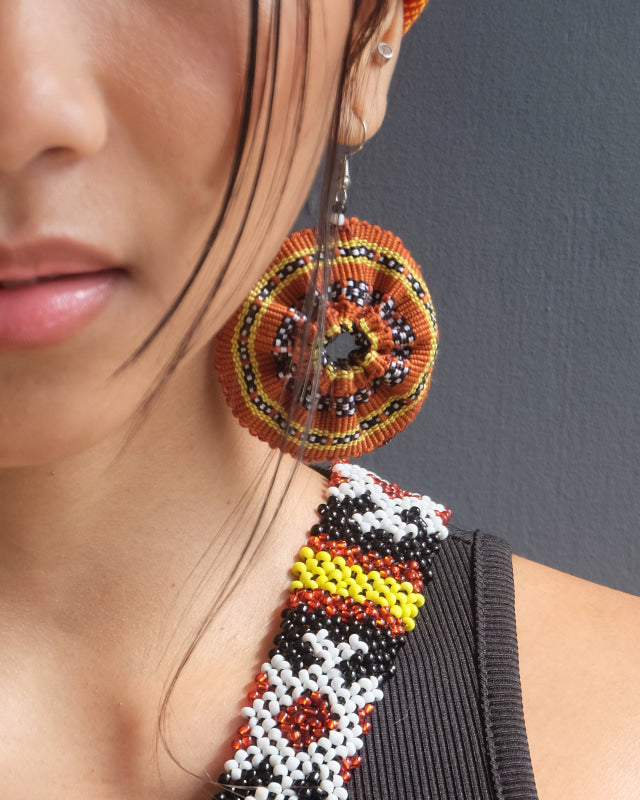 Handwoven Safron Kalinga Circle Earrings Womens Earrings