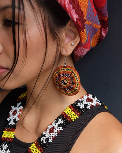 Handwoven Safron Kalinga Circle Earrings Womens Earrings