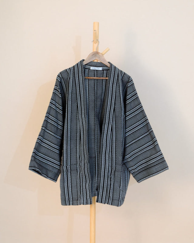 Handwoven Kalinga Jacket - Black Striped Unisex Jacket