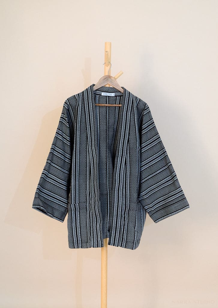 Handwoven Kalinga Jacket - Black Striped Unisex Jacket