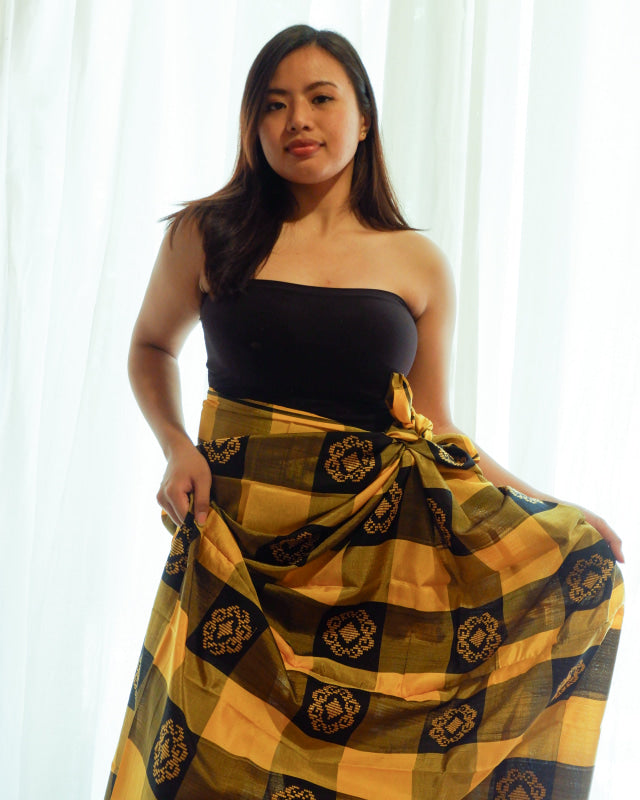 Handwoven Yellow And Black Checked Malong Malong