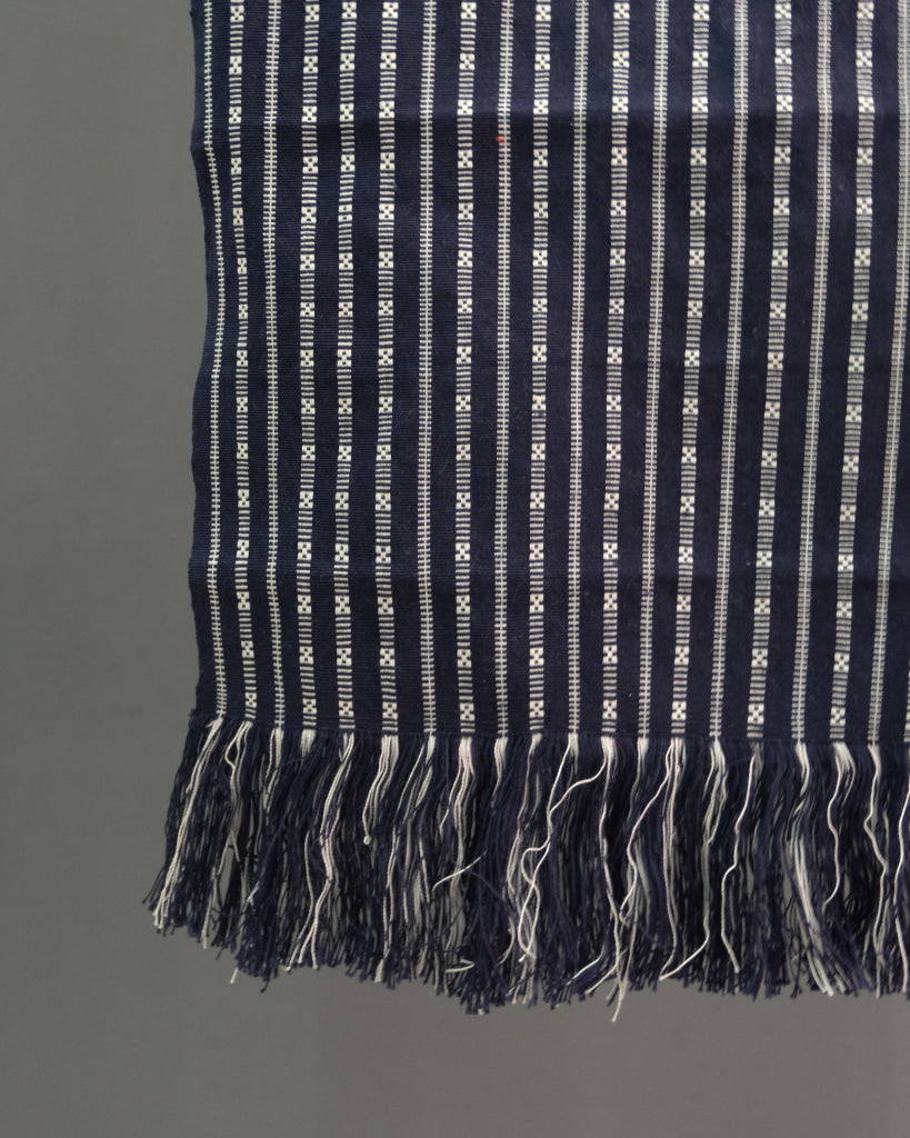 Handwoven Mangyan Scarf Indigo And White Stripes Unisex Scarf