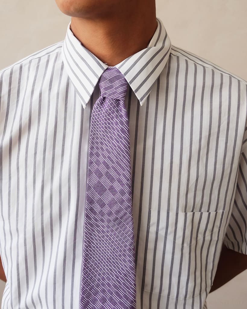 Handwoven Philippine Weaving Ube Unisex Skinny Necktie Narra Studio