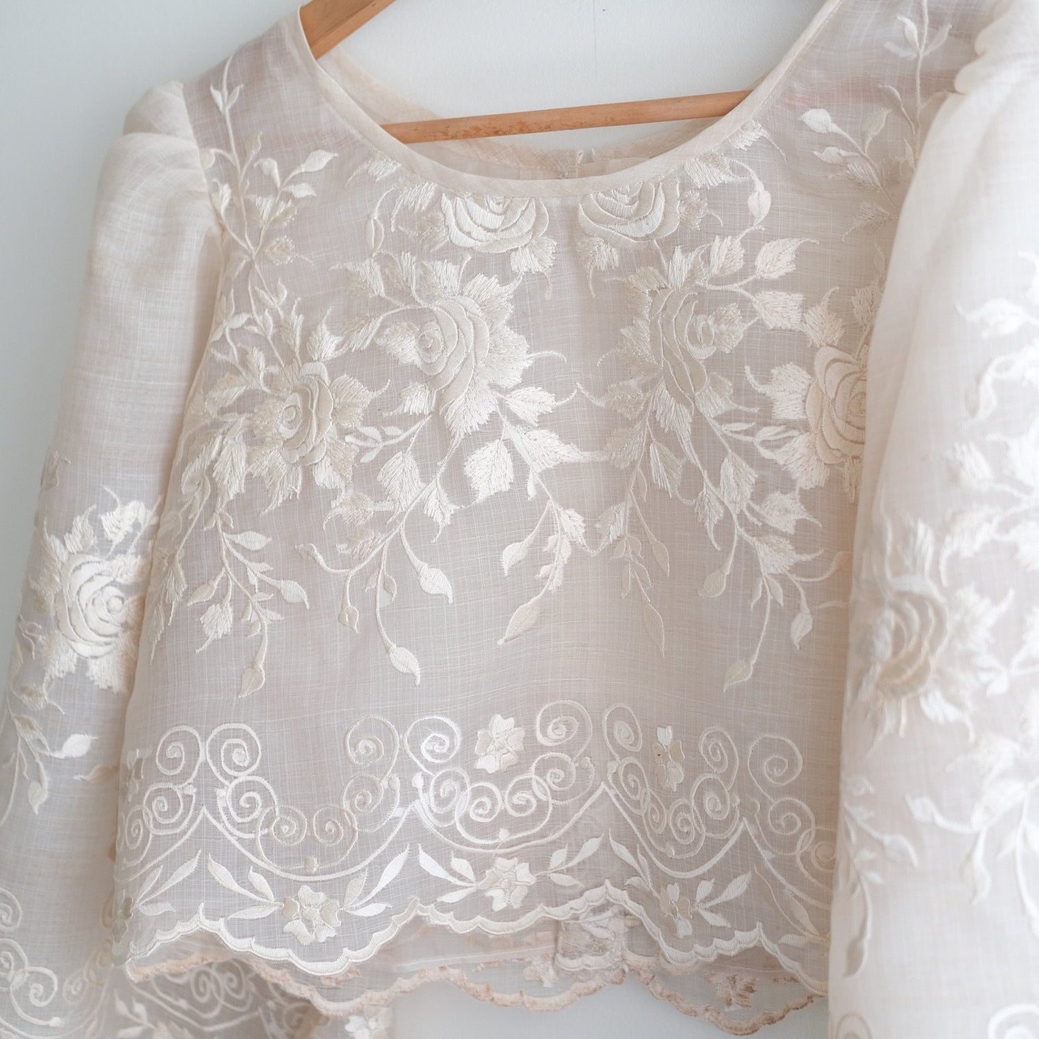 Hand-Embroidered Camisa Cropped Blouse Custom Womens Blouse