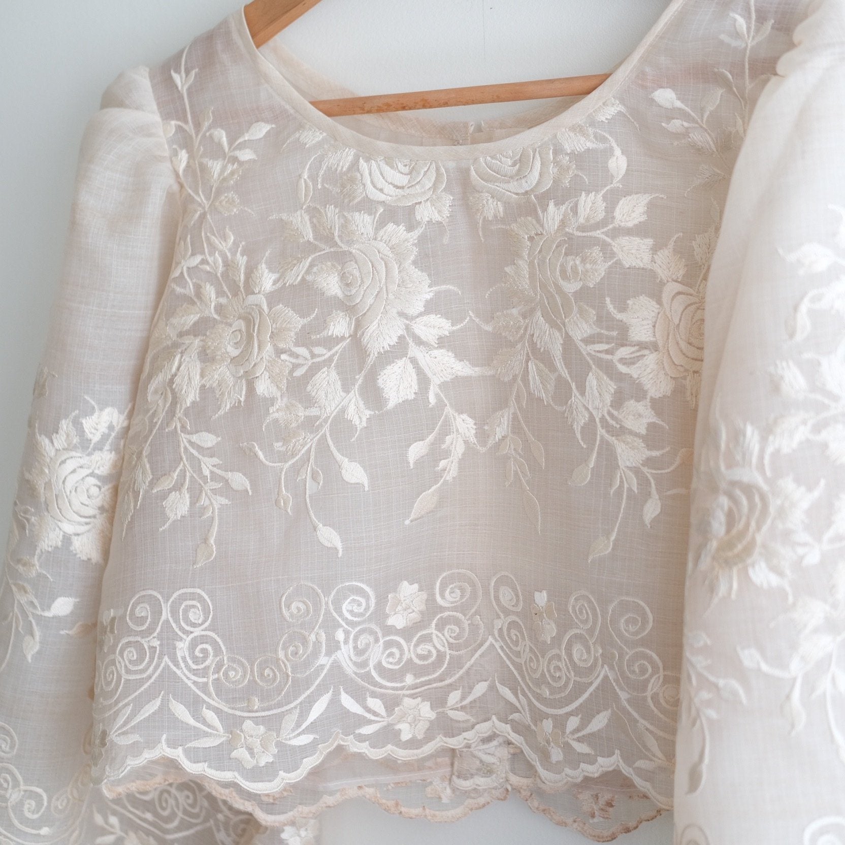 Hand-Embroidered Camisa Cropped Blouse Custom Womens Blouse
