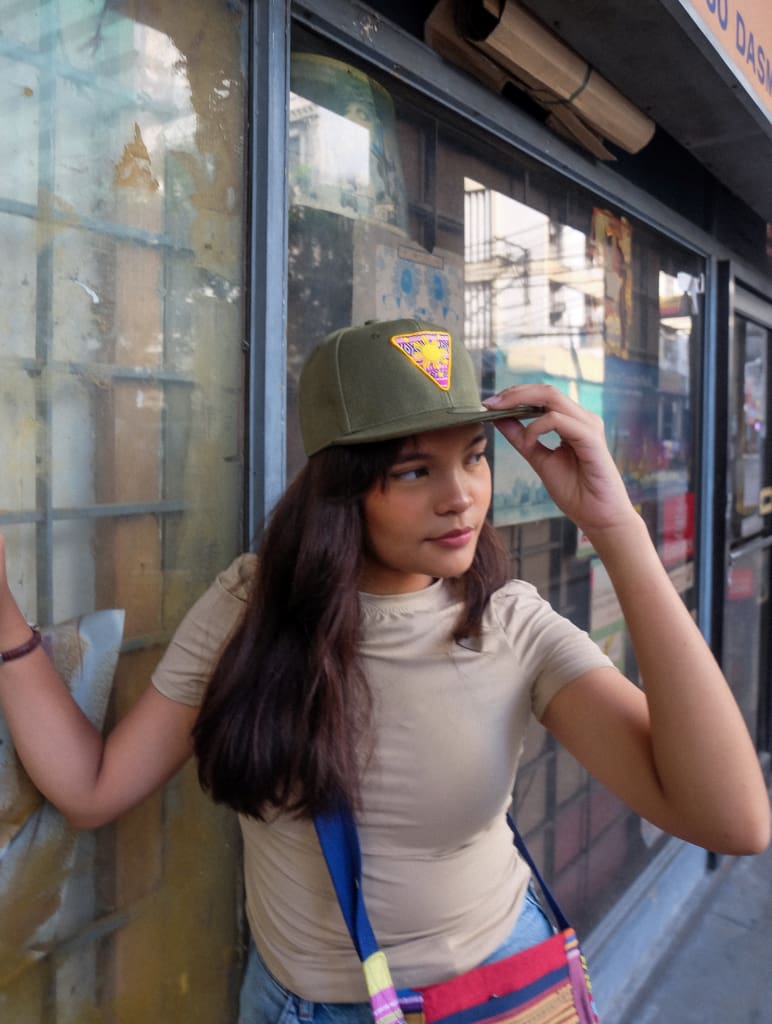 Moss Green Philippine Sun Snapback With Handwoven Patch Hats