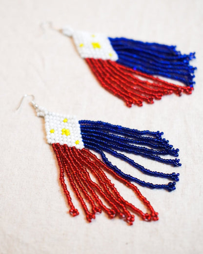 Tboli Hand-Beaded Flag Earrings Jewelry Earrings Beaded