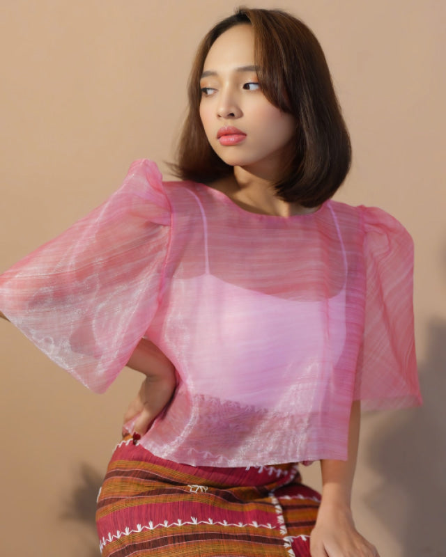 Chic Puff Terno Top - Pink Women’s Blouse