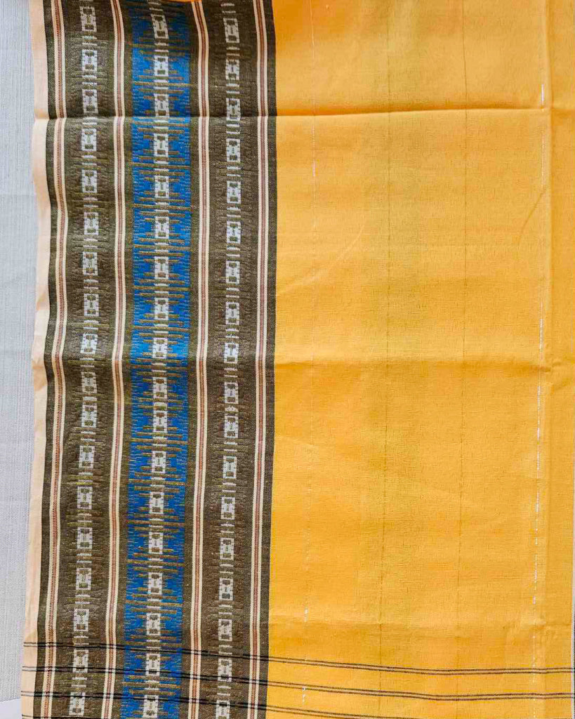 Yellow Silky Malong Blue Border Malong