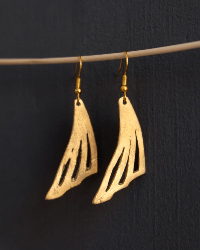 Tboli Hand-Cast Brass - Wing Earrings Womens Earrings